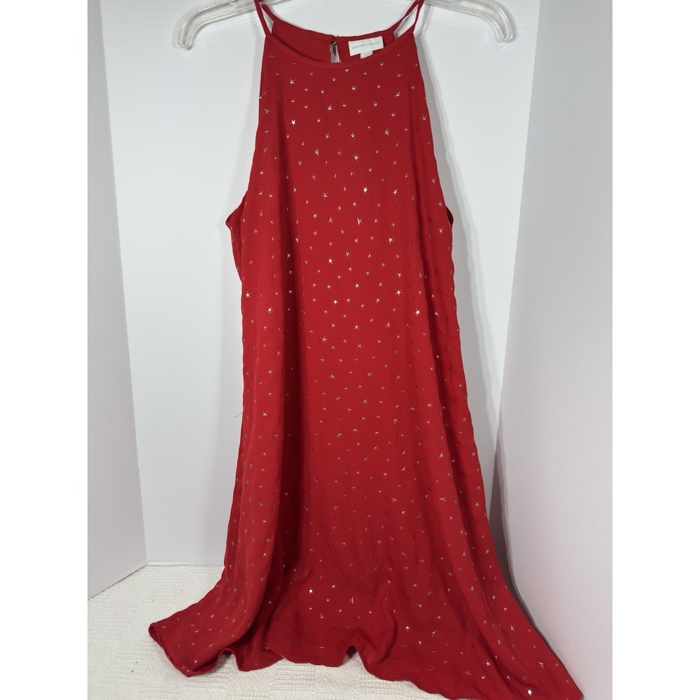 New York & Company Women's Red Starry Sleeveless Swing Dress Size Large